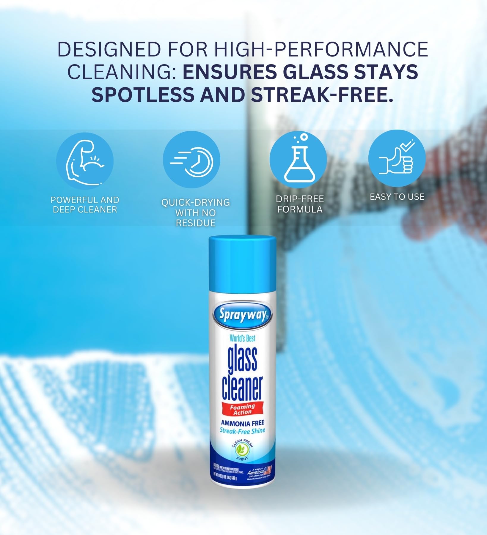 Sprayway Glass Cleaner Spray 19 oz Bundle with Pair of Gloves - Sprayway Window, Mirror and Shower Glass Cleaner - Streak-Free Shine - (4 Items)
