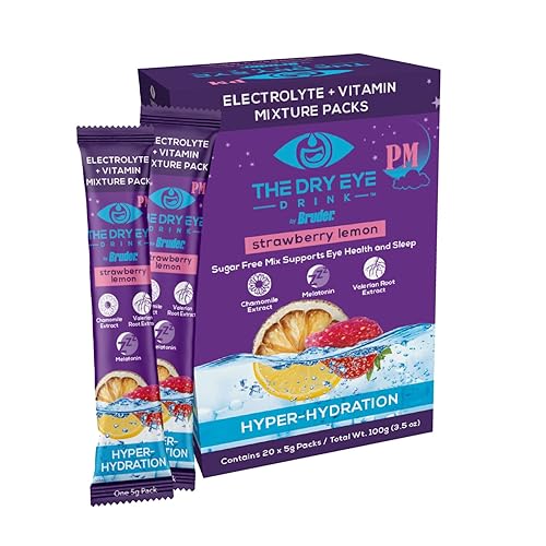 The Dry Eye Drink PM Night Time Strawberry Lemon Flavor l Ultimate Hydration for Dry Eyes l Sugar-Free Electrolyte Powder Packets l Help Deep