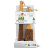 Eco-Friendly Kitchen Cleaning Brush (Twin Pack) - Wood Dish Brush with Coconut Fiber Bristles & Wooden Handle. Kitchen Brush for Bottles, Jars, Mugs