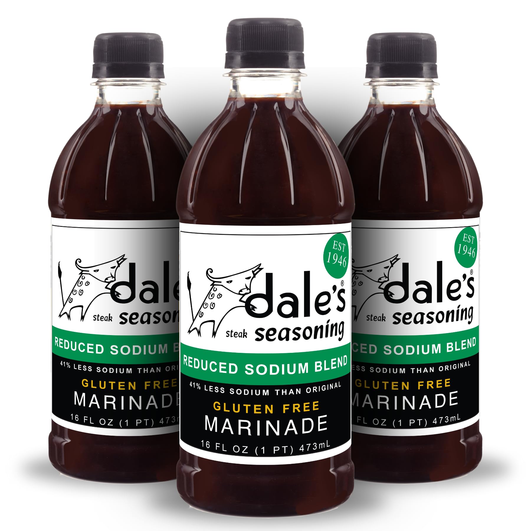 Steak Seasoning By Dale's, Reduced Sodium Blend, No Cholesterol | Delicious on All Meats, Fish | 16 oz Bottle (3 Pack) | No Long Marinating, Savory