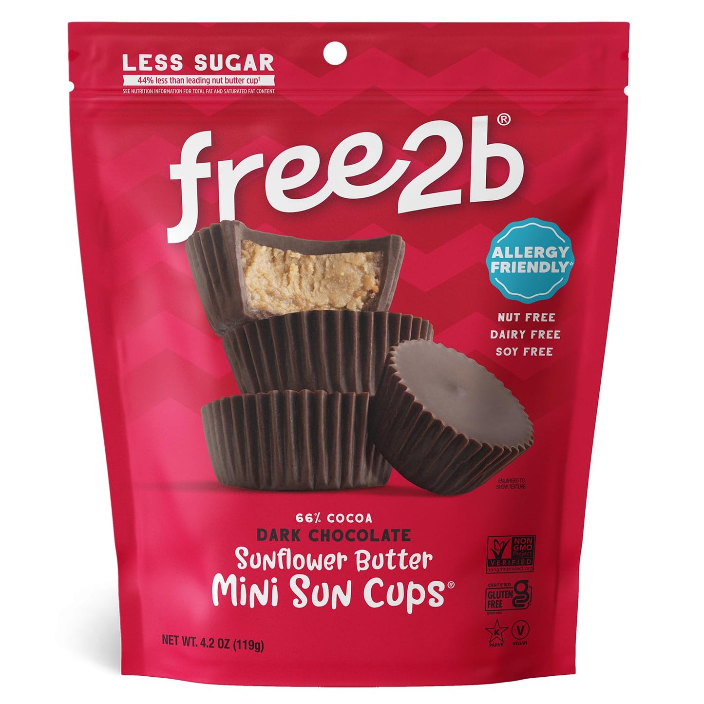 Free 2b Foods Dark Chocolate Sun Cups Minis Gluten-Free, Dairy-Free, Nut-Free and Soy-Free - 4.2 Oz. (Pack of 6)
