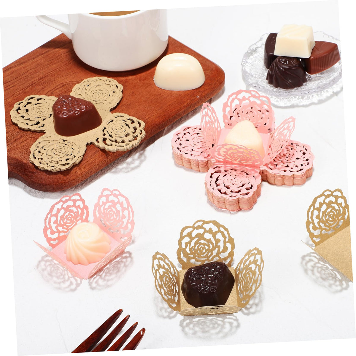UTHCLO 100pcs Chocolate Wrappers Unique Design for Weddings Birthdays and Parties Decorative Mini Cupcake Liners for Candy Packaging and Presentation