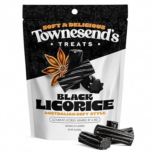 Townesend’s Treats Soft & Chewy Black Licorice Candy Bites (1 Pack) - Australian Style Thick Gourmet Licorice - Rich Bold Flavor, Pillowy Texture