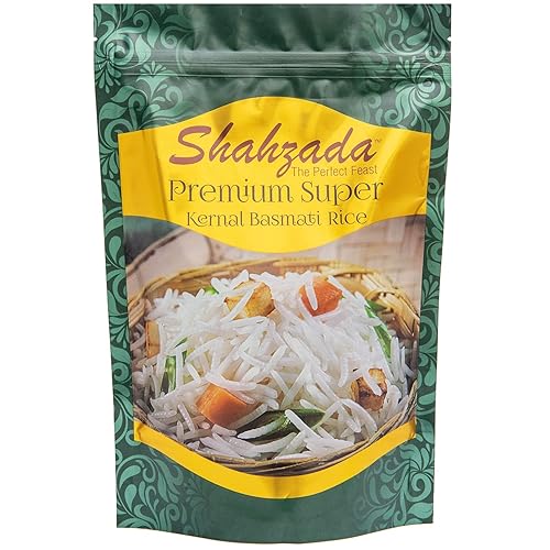 Shahzada Premium Super Kernal Basmati Rice (02 Lbs.) Aromatic Basmati, AGED, Flavorful, Slender |Non-Sticky Grain for Delicious Dining Experience, Non-GMO, Vegan, Gluten Free, Soy Free, No Cholesterol, Resealable Zip-Lock Bag | 02 Pound Packing
