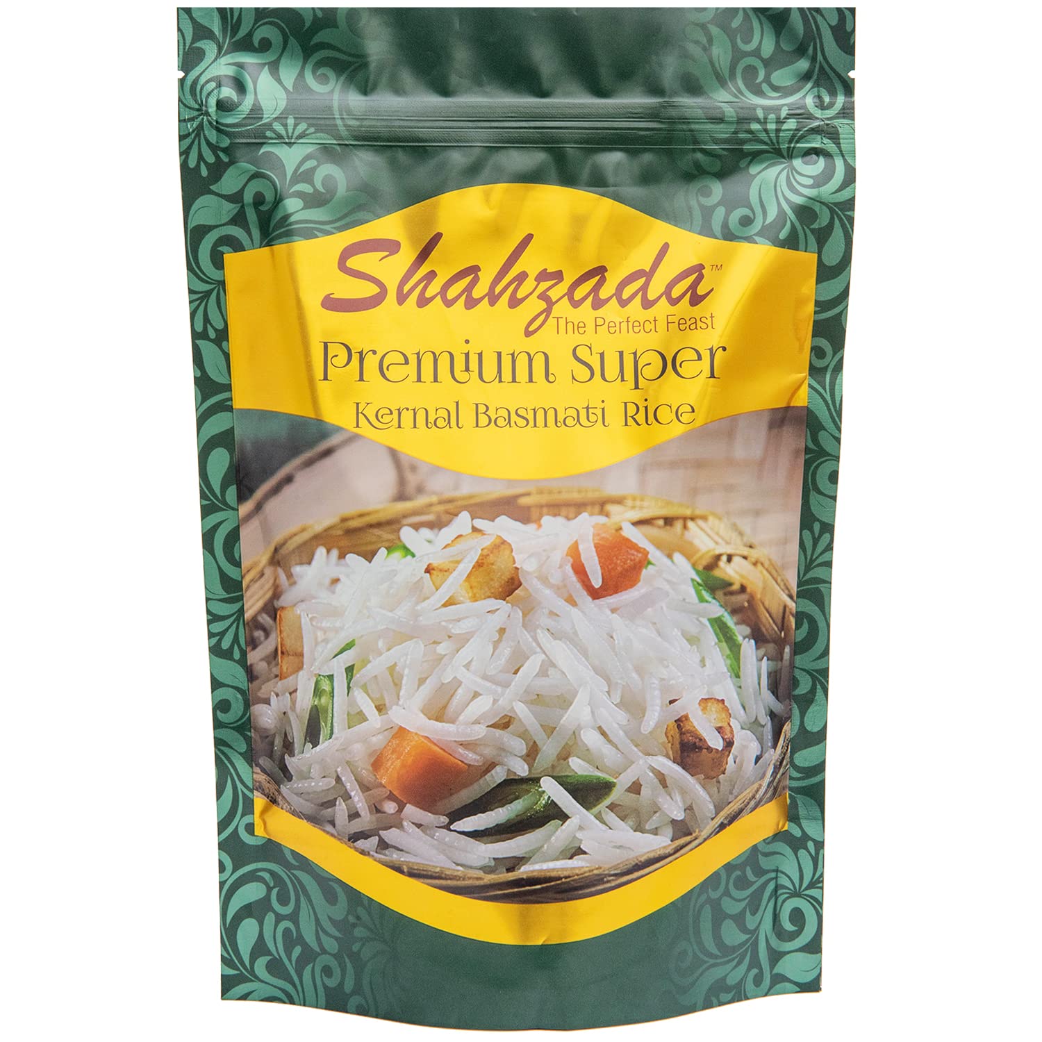 Shahzada Premium Super Kernal Basmati Rice (02 Lbs.) Aromatic Basmati, AGED, Flavorful, Slender |Non-Sticky Grain for Delicious Dining Experience, Non-GMO, Vegan, Gluten Free, Soy Free, No Cholesterol, Resealable Zip-Lock Bag | 02 Pound Packing