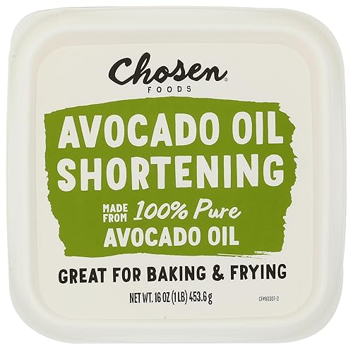 Chosen Foods Avocado Oil, Shortening 16 Oz - All Purpose Baking & Frying Shortening made from 100% pure avocados - Non-GMO, Gluten-Free, Keto Friendly