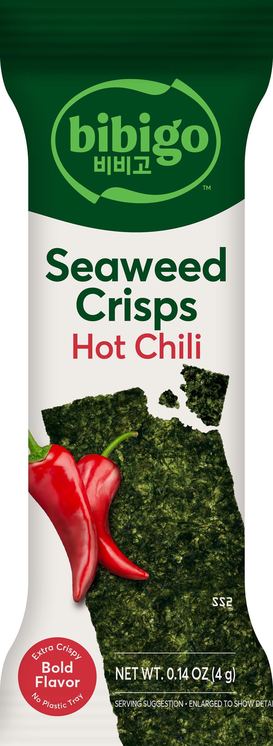 Bibigo Seaweed Crisps, Hot Chili, 0.14 Ounce (Pack of 1)
