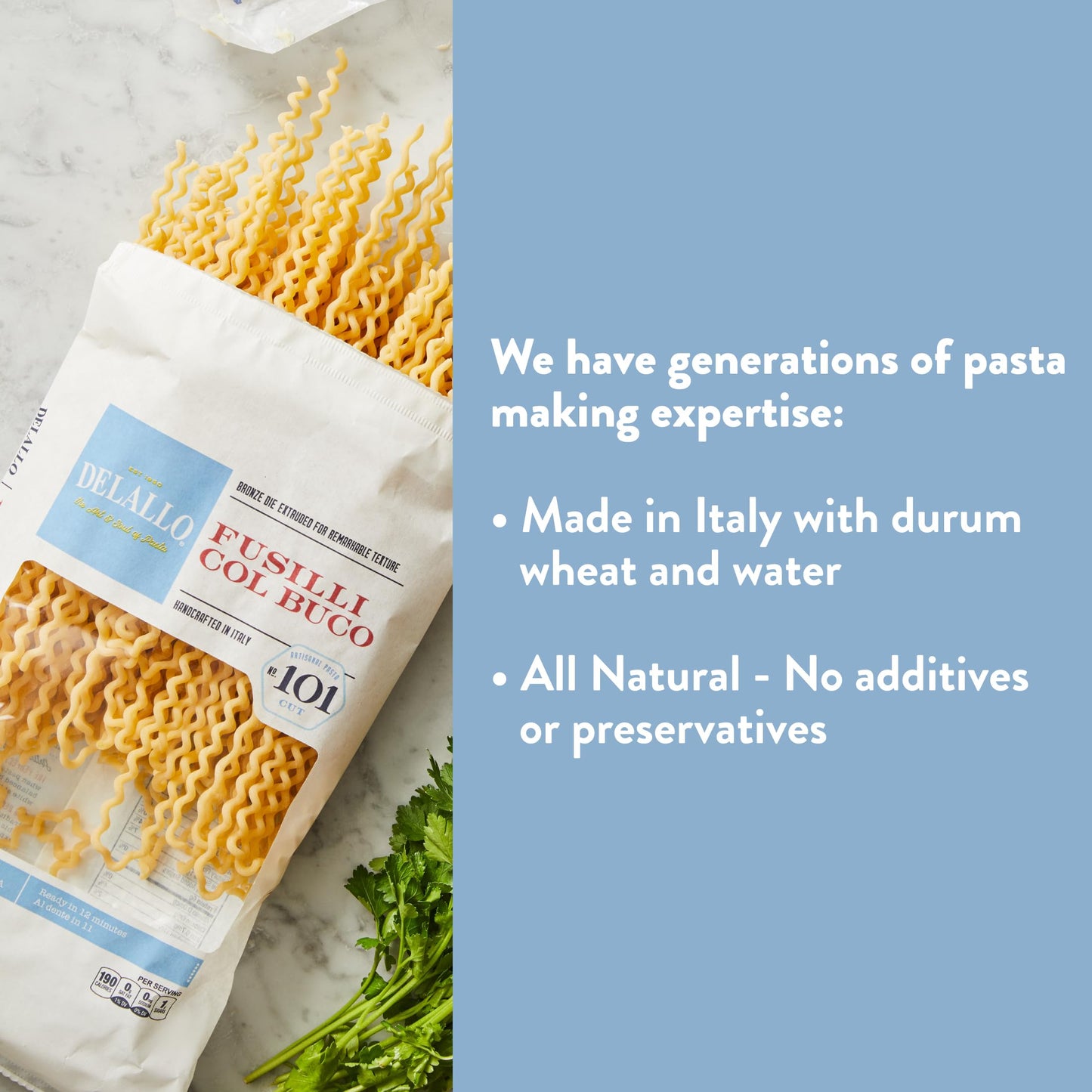 DeLallo Fusilli Col Buco Pasta, 1 Pound Bag, 3 Pack, Fusilli Lunghi Made with Durum Wheat Semolina Flour, Authentic Italian Recipe, Cooks Al Dente