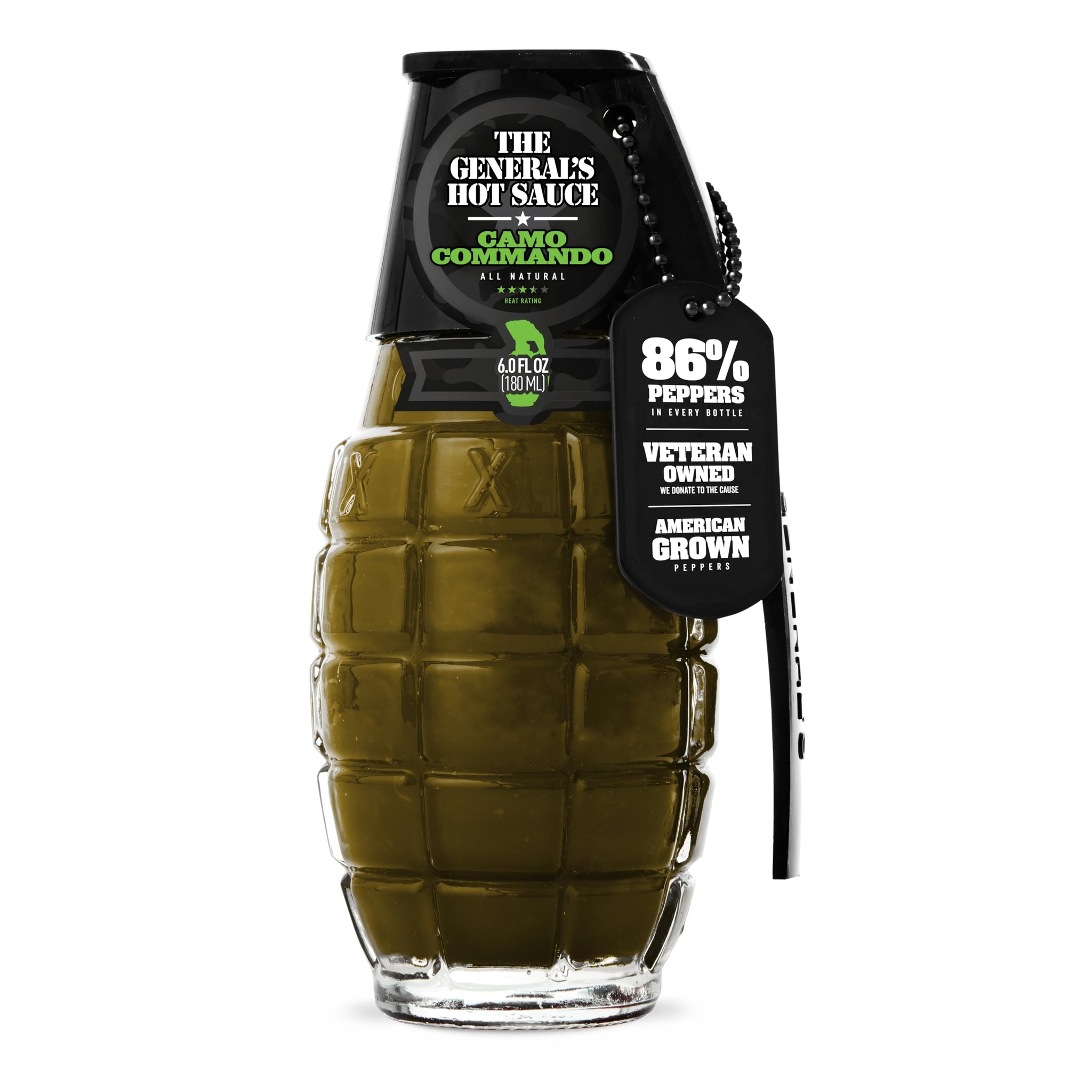 The General's Hot Sauce, Camo Commando, 3.5/5 Heat Rating, 6 oz