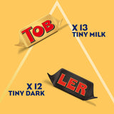 TOBLERONE Tiny Assorted Chocolate Bars Variety Pack (Milk & Dark), 1 Gift Box (25 Pieces)