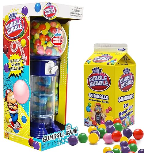 Fruidles - Coin Operated Bubble Gum Machine and Toy Bank -10.50" Inch Tall Spiral Fun Candy Machine Dispenser includes 150 Gum Balls - Great Gift Toys