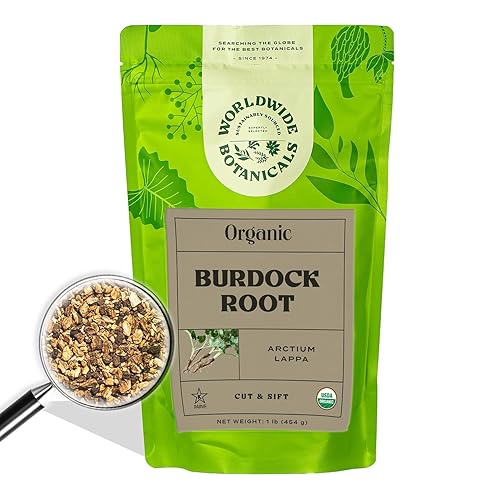 Worldwide Botanicals Organic Burdock Root - 1 lb - 100% Arctium lappa - Raíz de Bardana - Cut & Sift, Excellent Detox and Digestion Herb tea, Used
