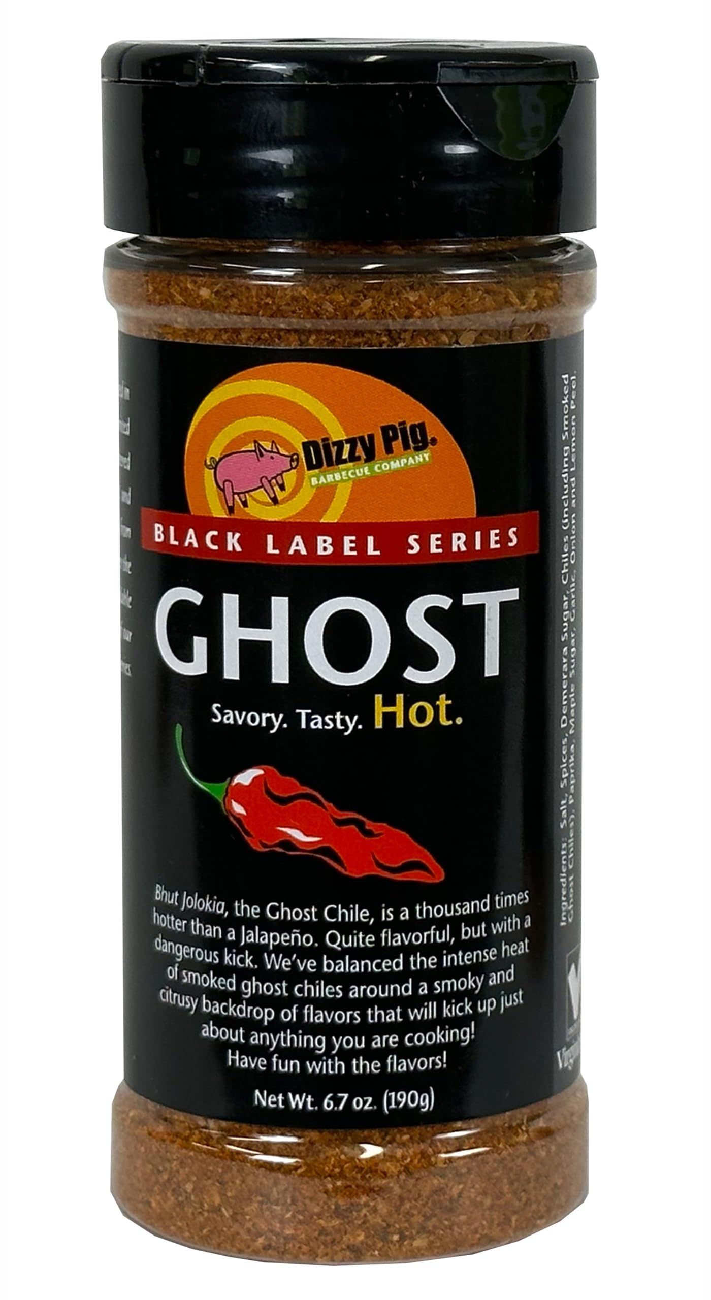 Dizzy Pig Ghost Chiles Seasoning Rub (8oz Shaker) - Seasons 30+lbs of Food - Hand Made in the USA - MSG Free, Gluten Free