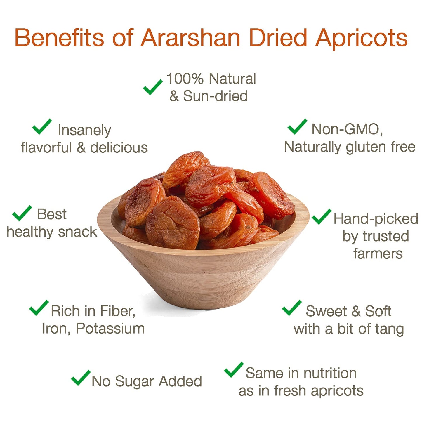 Arashan Apricots - Delicious Dried Apricot Fruit, MOST Delectable Dry Apricot In The World! Grown In The Ferghana Valley In Kyrgyzstan - Apricots