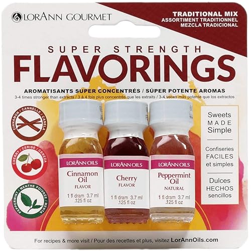 Lorann Oils SS Cinnamon, Cherry & Peppermint Flavors, 0.125 fl oz