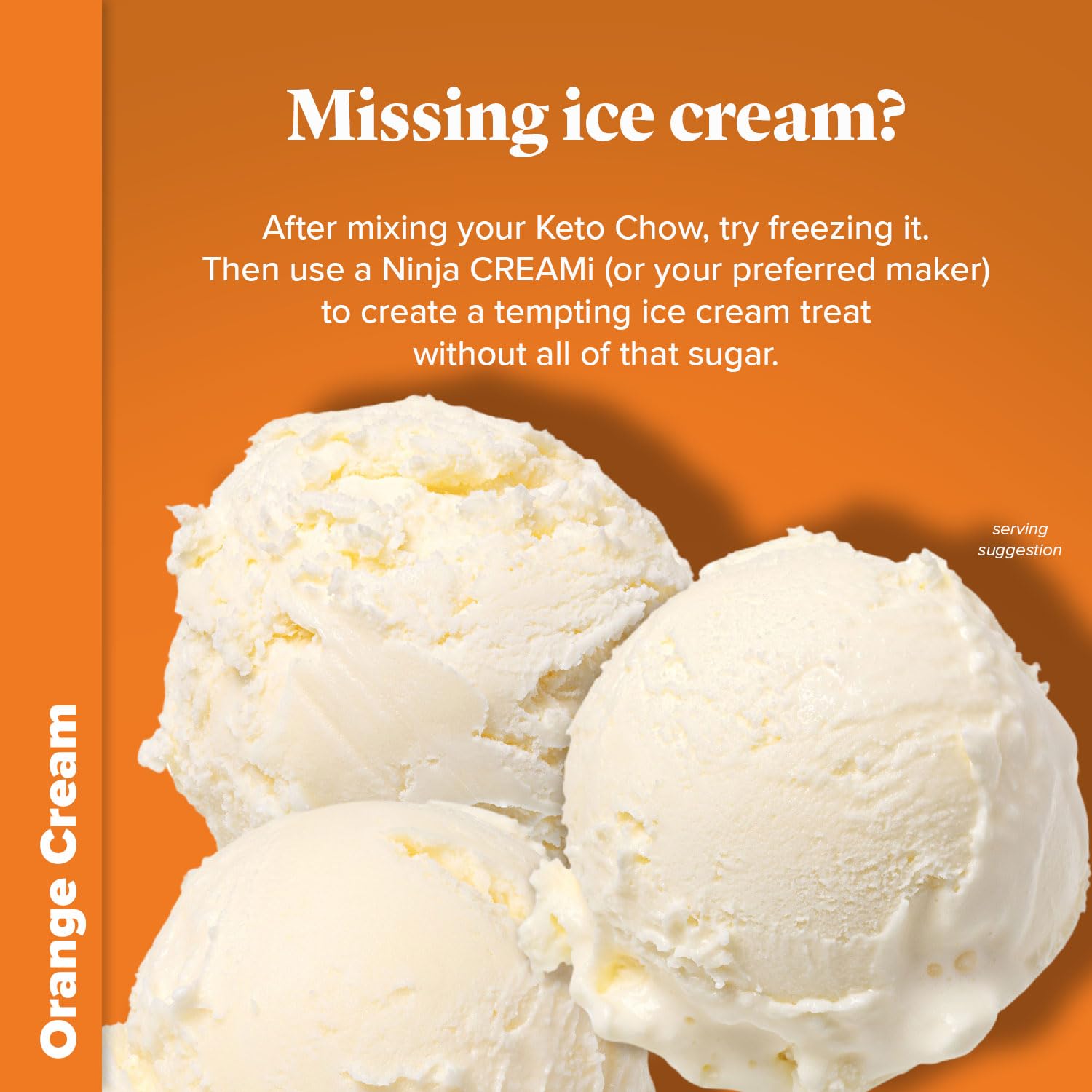 Keto Chow Orange Cream Meal Replacement Shake Powder, Nutritionally Complete Low Carb Meal, High Protein Breakfast or Lunch Replacement, Gluten Free