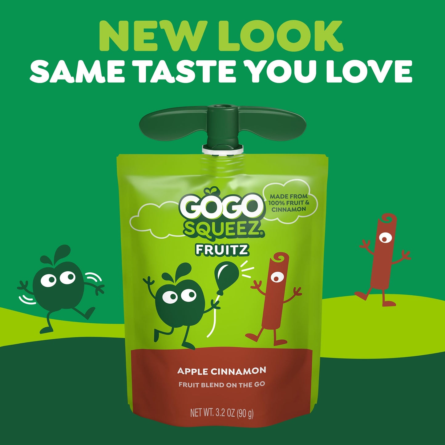 GoGo squeeZ No Sugar Added Applesauce and Fruit Puree, Apple Cinnamon, 3.2 oz Pouches (Pack of 12), Fruit Snacks for Kids, Gluten Free, Nut Free