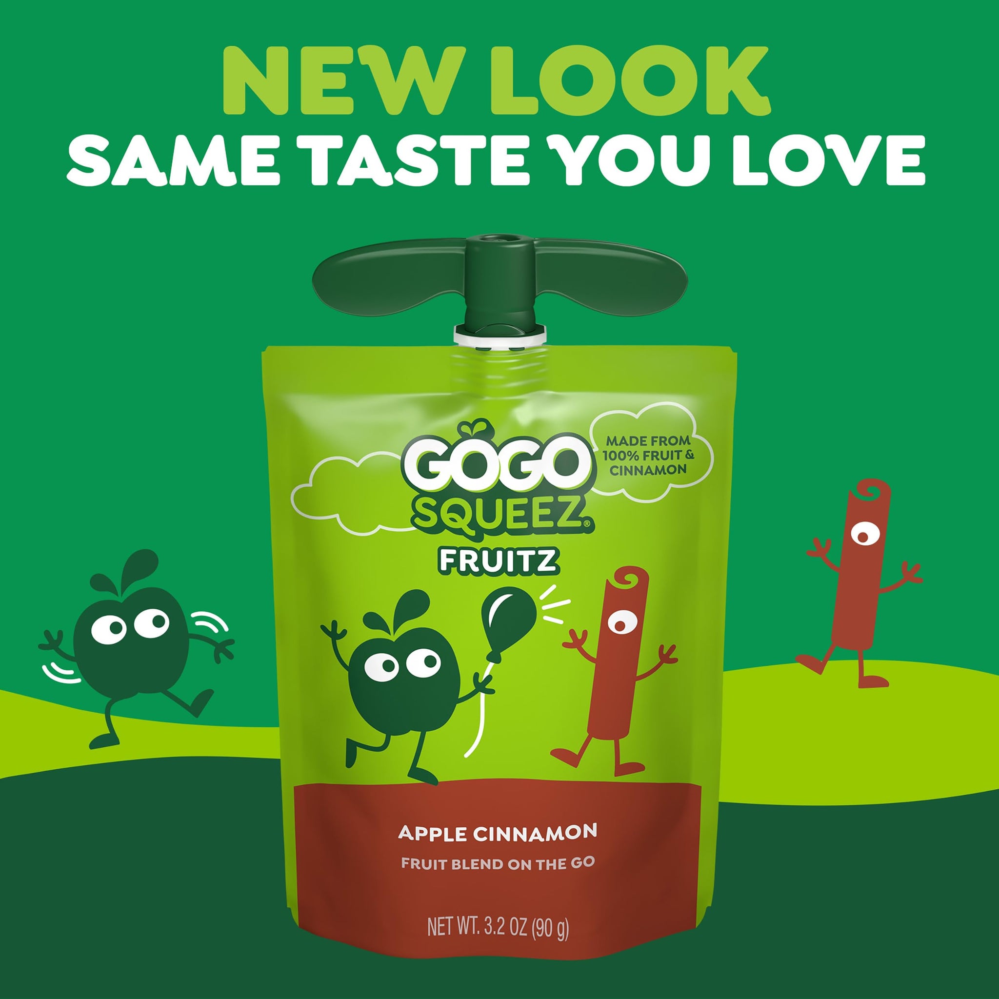 GoGo squeeZ No Sugar Added Applesauce and Fruit Puree, Apple Cinnamon, 3.2 oz Pouches (Pack of 12), Fruit Snacks for Kids, Gluten Free, Nut Free