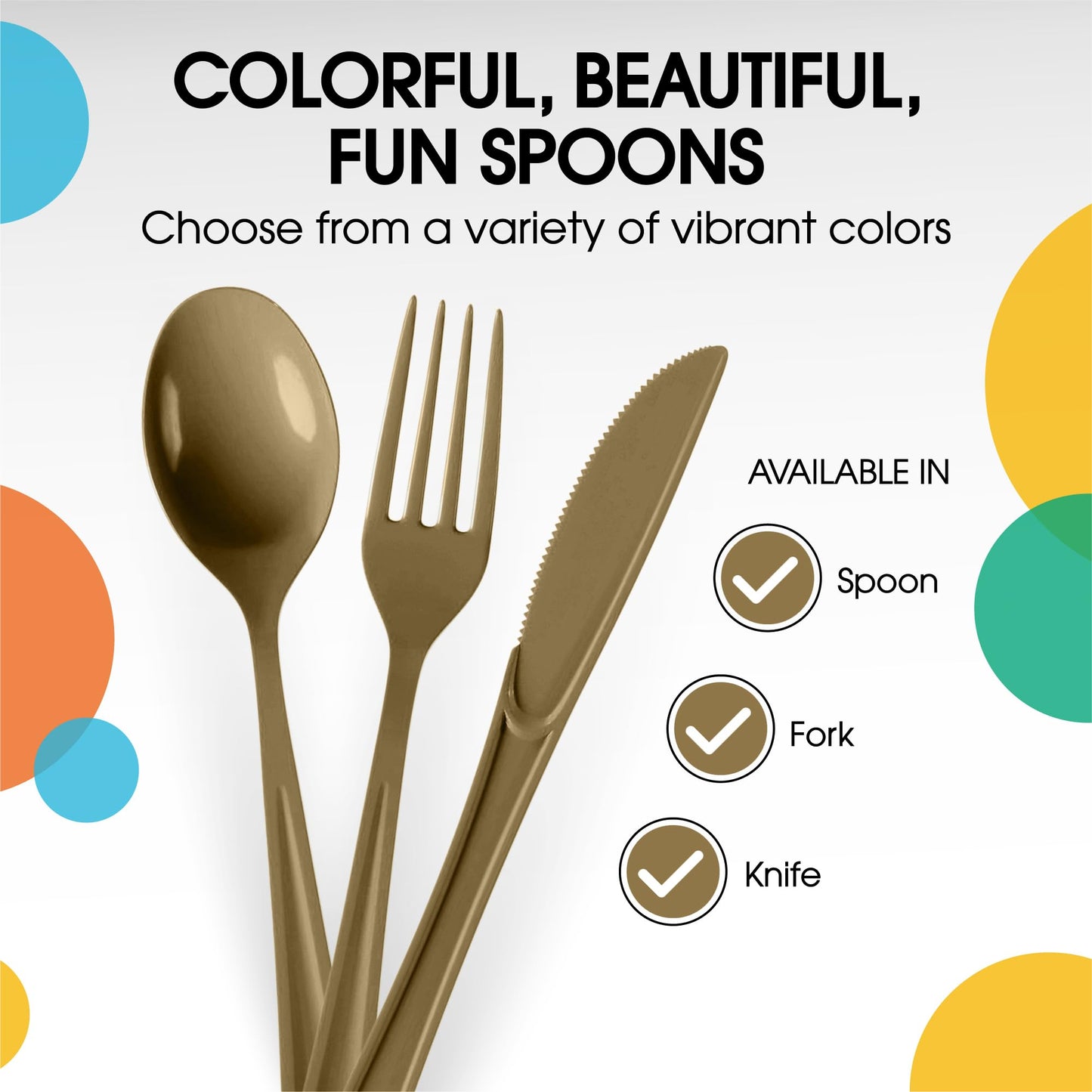 Party Solids Gold Plastic Knives 100 Pieces Gold Knives Disposable Utensils Heavy Duty Plastic Cutlery Set Disposable Cutlery Sets Flatware Sets Party