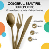 Party Solids Gold Plastic Knives 100 Pieces Gold Knives Disposable Utensils Heavy Duty Plastic Cutlery Set Disposable Cutlery Sets Flatware Sets Party