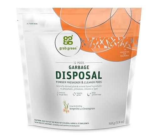 Grab Green Garbage Disposal Freshener Cleaner Pods - Tangerine with Lemongrass, white