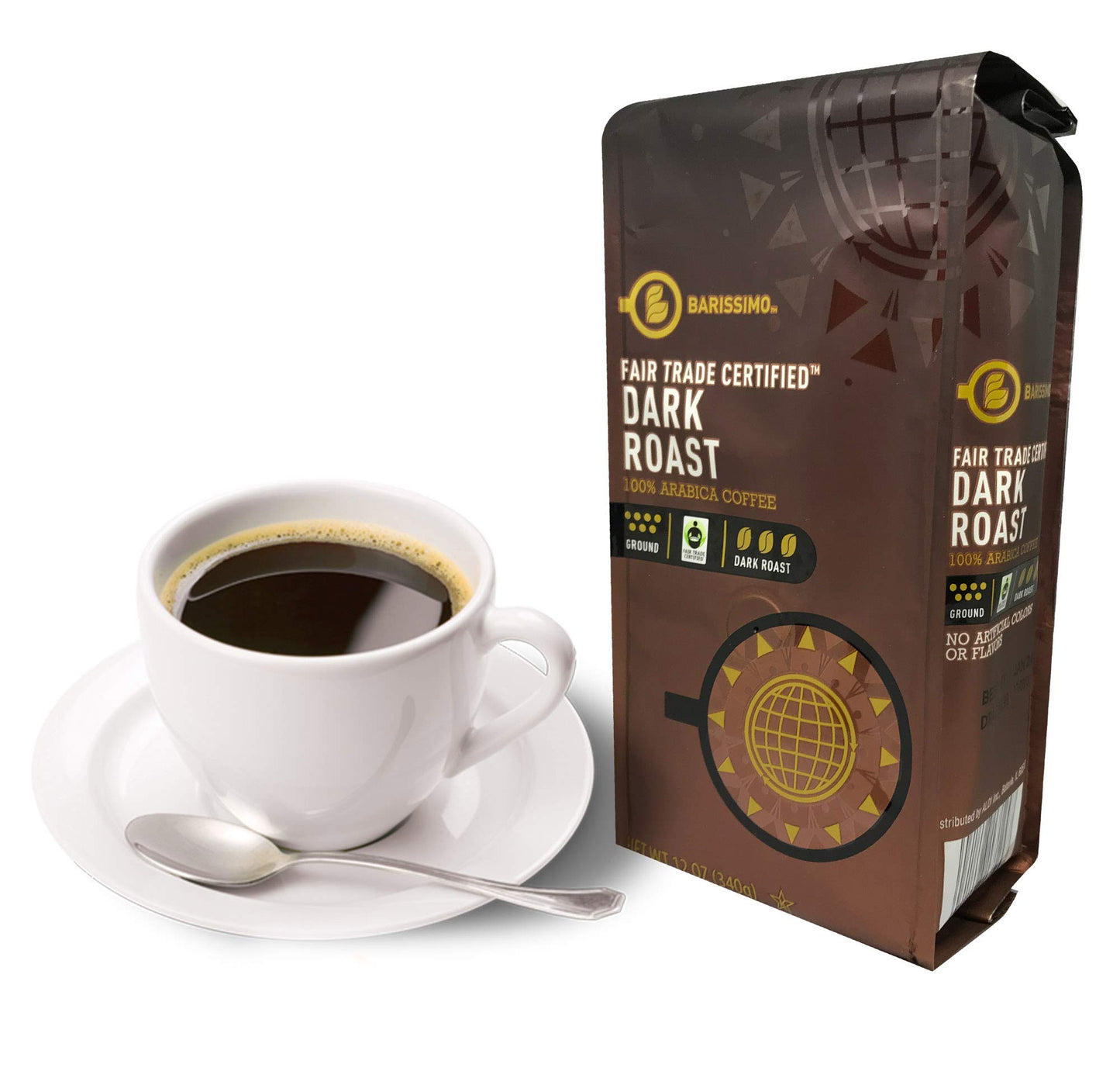 Barissimo Dark Roast 100% ARABICA Ground Coffee 12oz bag/Fair Trade Certified/One-way Freshness Valve Package (Dark Roast, 1 Count)