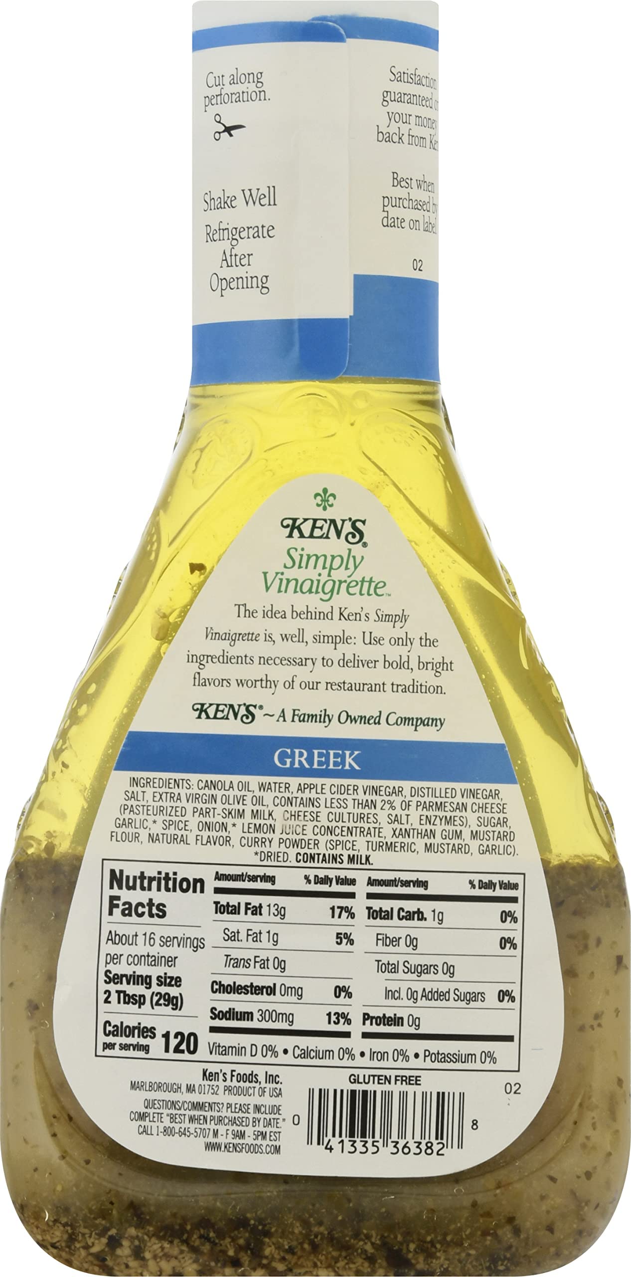 Kens Steak House, Simply Vinaigrette Greek Salad Dressing, 16oz