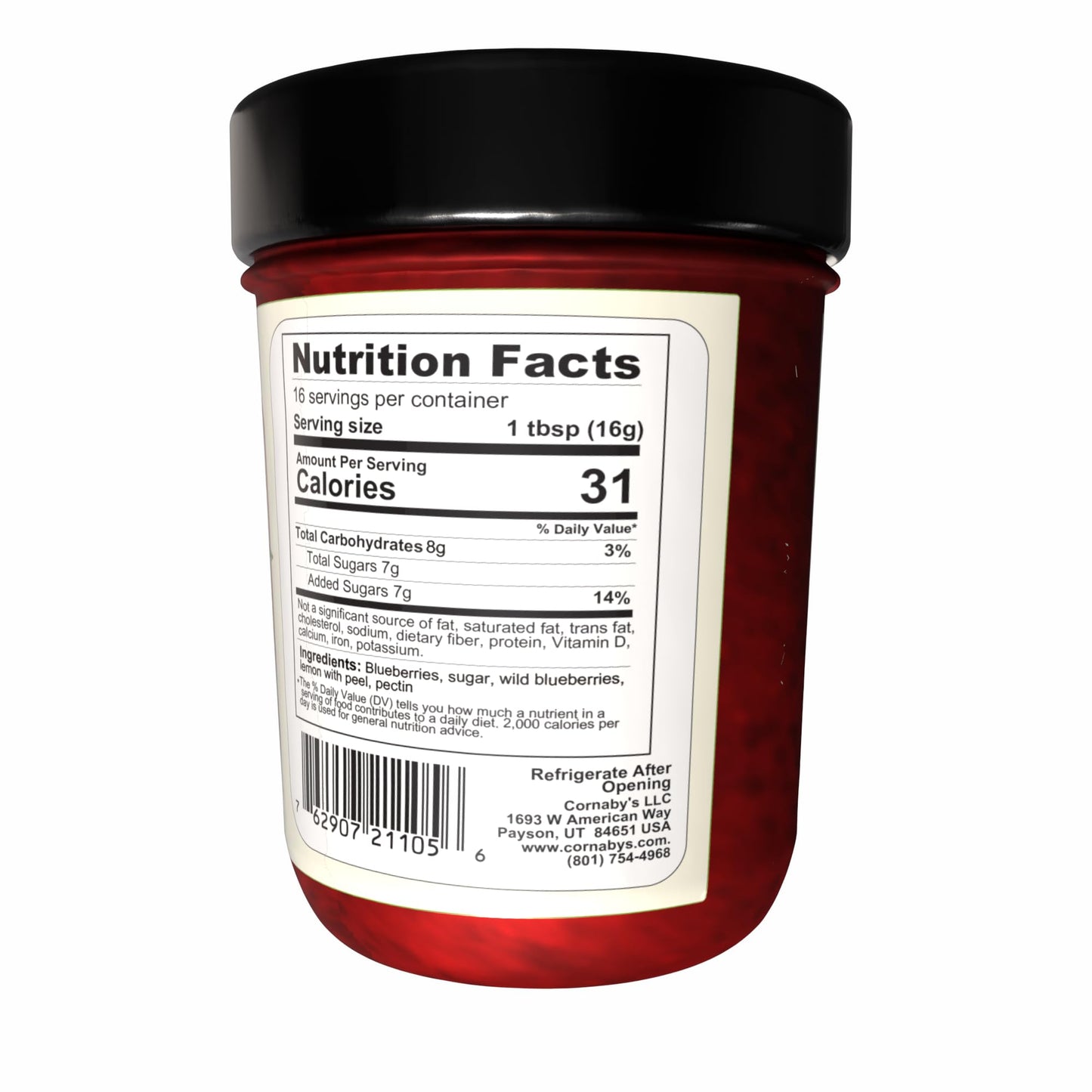Cornaby’s Berry & Blue Jam, Raspberry and Blueberry Fruit Spread, Made with Real Fruit, Small Batch, 8.75 oz Jar