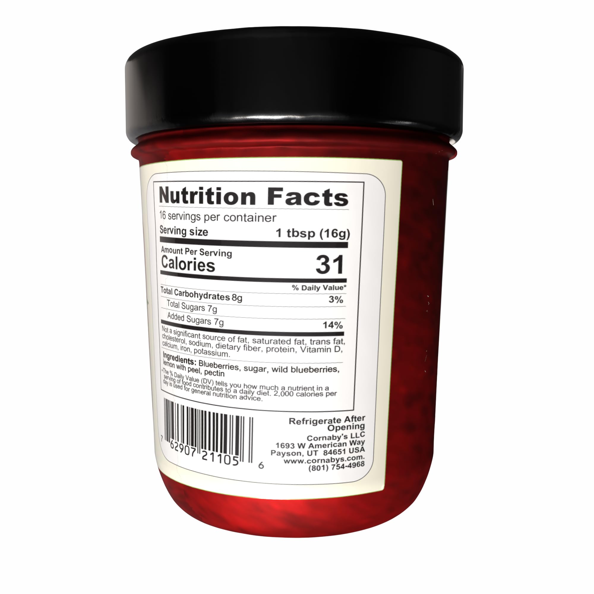 Cornaby’s Berry & Blue Jam, Raspberry and Blueberry Fruit Spread, Made with Real Fruit, Small Batch, 8.75 oz Jar