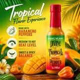 Divine Pepper Tropical Hot Sauce - Mango Habanero Pepper - Medium to Hot Heat - Small Batch Gourmet Sauce - Sweet & Spicy Flavor - Perfect for Meats