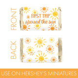 DISTINCTIVS First Trip Around the Sun 1st Birthday Mini Candy Bar Wrappers - 42 Count - Boho Sunshine Design - Turning One Party Favors for Boy or