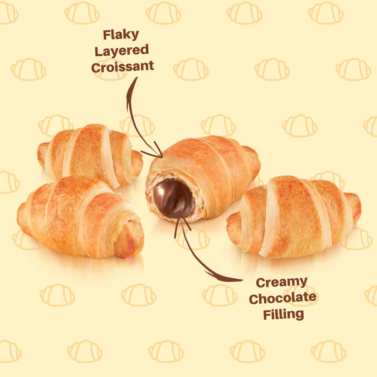 7Days Mini Croissant Pouches, Chocolate Filling, Individual Size Snack Bag, On the Go Bakery Snacks (2.12oz, Pack of 5)