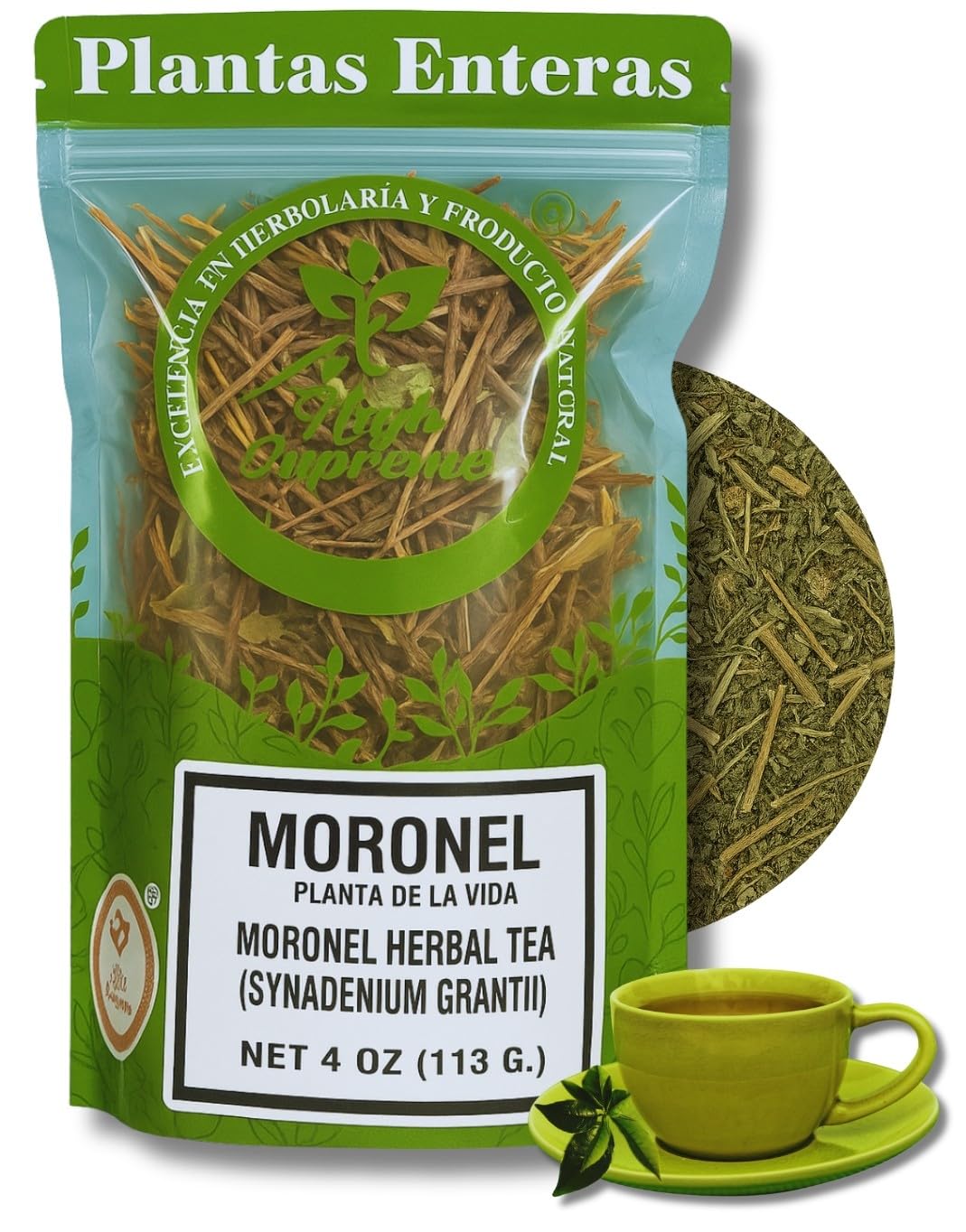 Premium Moronel Loose Leaf Tea - 4 oz (113g) - Planta de la Vida (Synadenium grantii) - Wildcrafted, 100% Natural, Non-GMO - Traditional Herbal