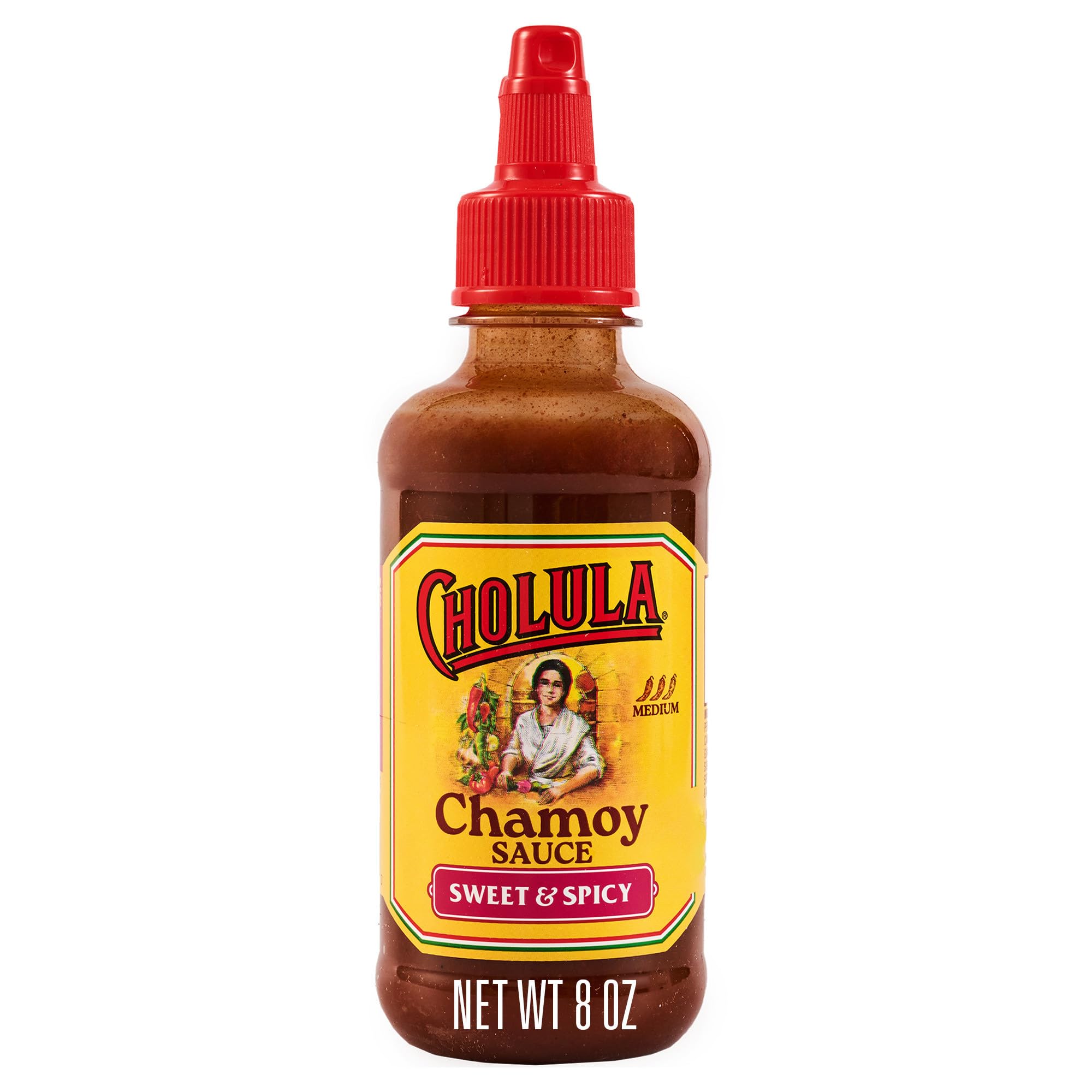 Cholula Chamoy Sauce, Sweet & Spicy, Tangy Drizzle Sauce with Arbol Chiles and Sweet Hibiscus, For Fruit, Cocktails, Desserts and More, 8 fl oz