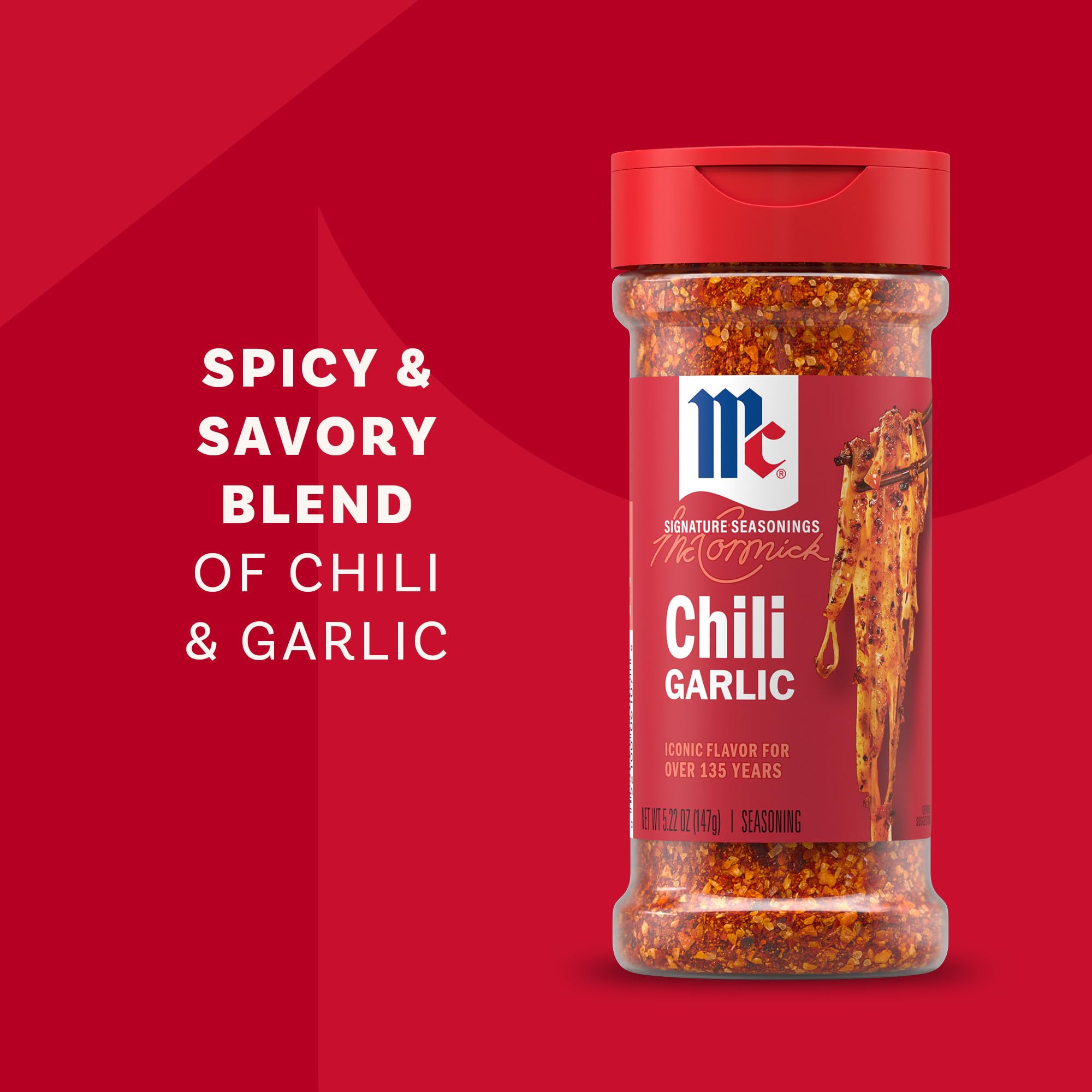 McCormick Seasoning, Chili Garlic, Signature Seasonings, No Artificial Flavors, No MSG Added, Spicy & Savory Blend of Chili & Garlic, Shake On