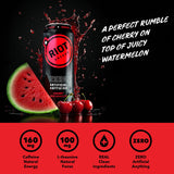 RIOT Clean Energy Drink - Cherry Watermelon | No Sucralose, No Sugar Added, No Artificial Flavors | 160mg Natural Caffeine + 100mg L-Theanine | Clean