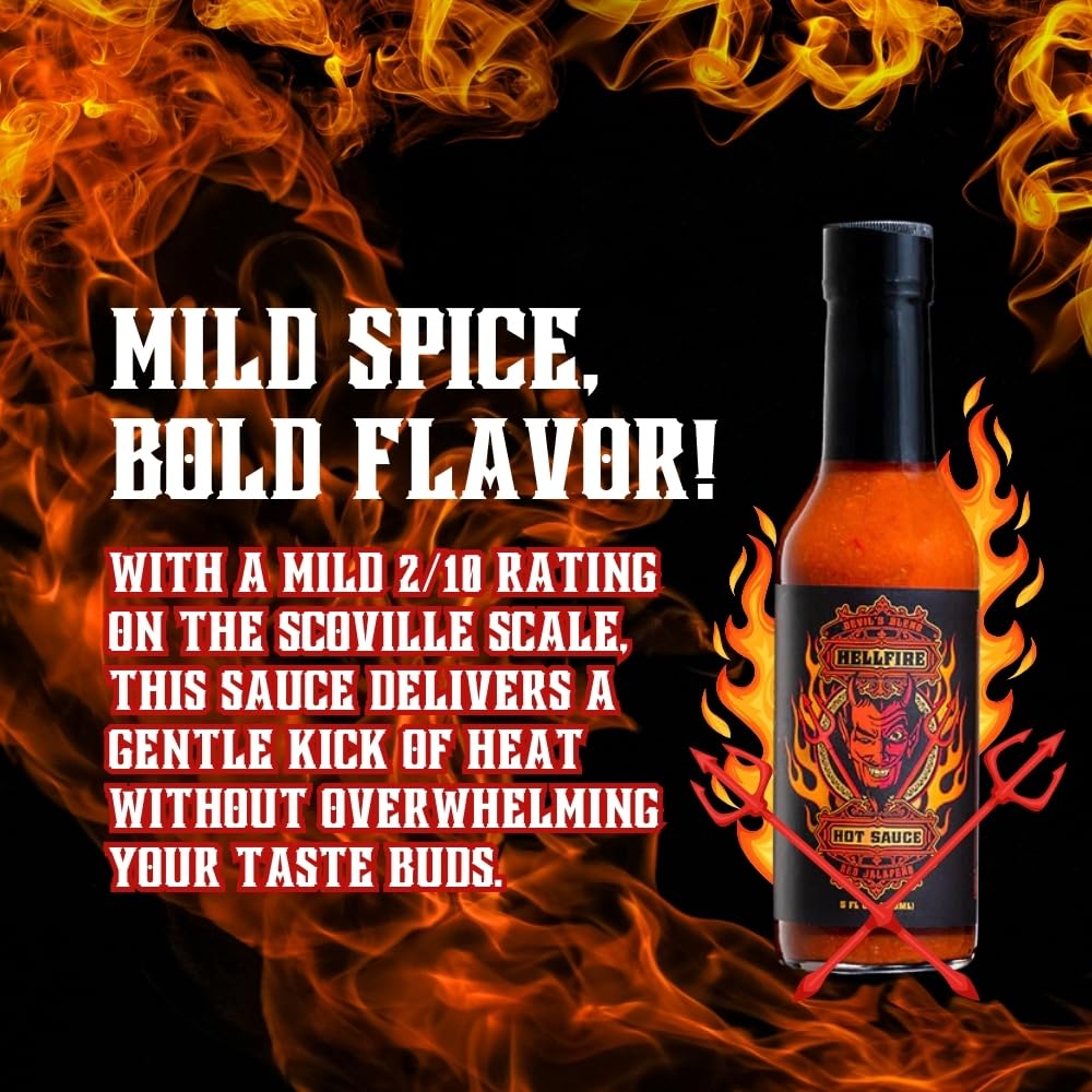 Hellfire Devil's Blend Red Jalapeno Hot Sauce, Award-Winning, Gourmet, Rich and Flavorful Red Sauce, 5 oz.