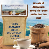 JamaicanCoffeeClub 100% Blue Mountain Whole Bean Coffee, WB 8oz Jamaican Roasted Beans, Smooth Rich Flavor, Handpicked Gourmet Beans, Bold Medium