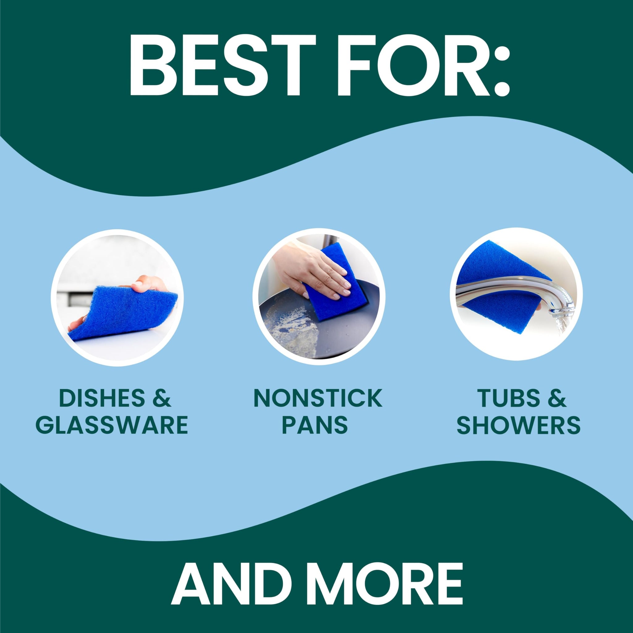 Scotch-Brite Zero Scratch Scouring Pad, Effective + Gentle Dish Scrubber for Household Cleaning, 3 Scrub Pads for Dishes, Nonstick Pots and Pans