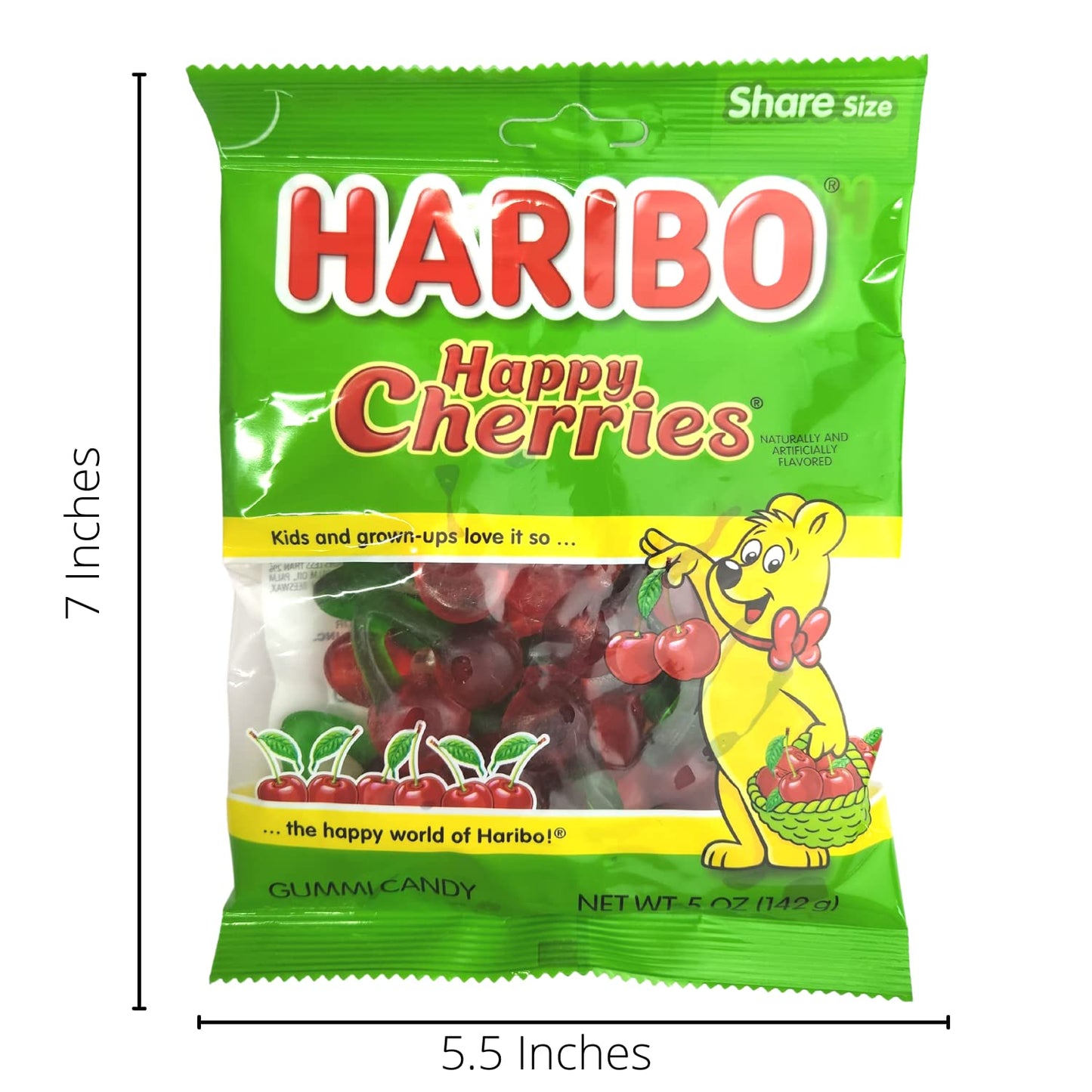 Haribo Happy Cherries Gummi Candy Share Size (2 Pack) and 2 Gosutoys Stickers