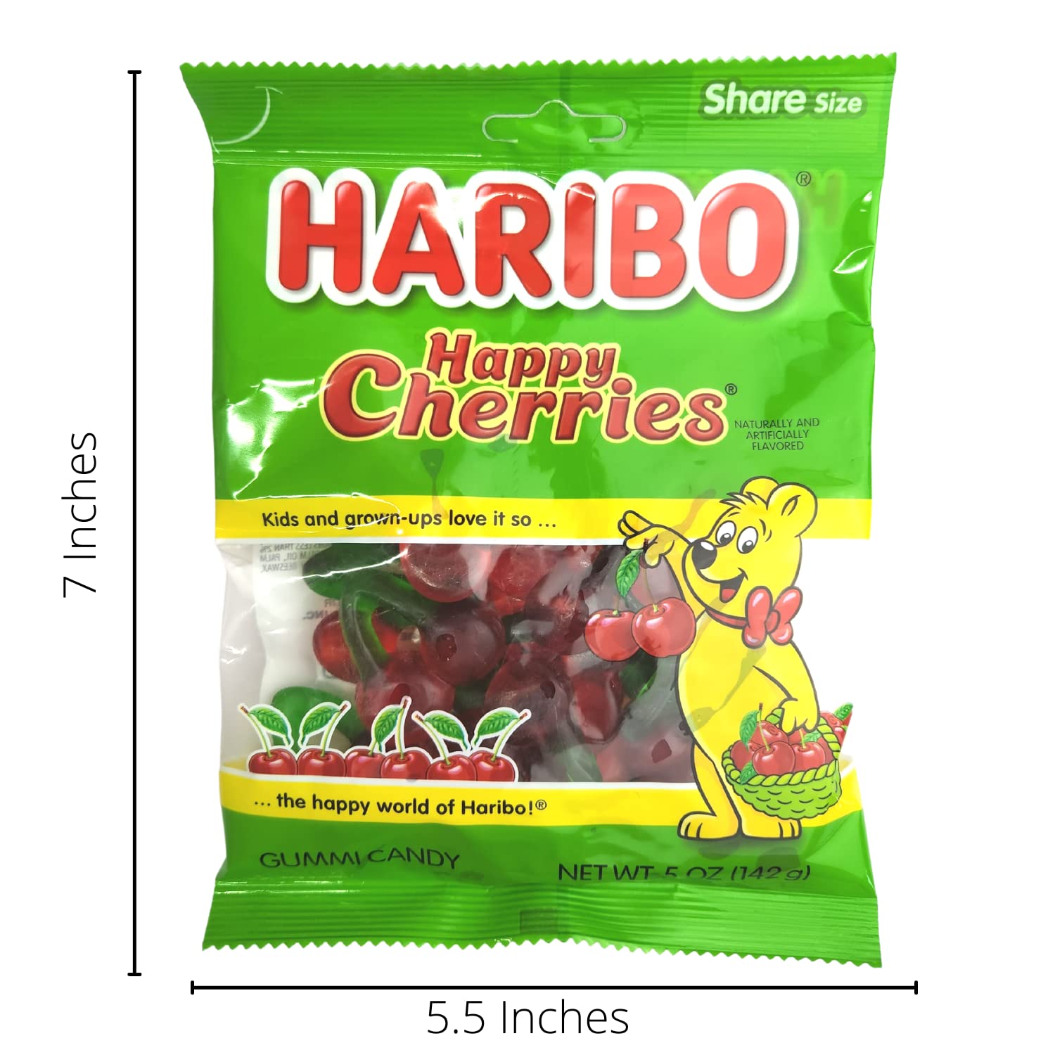 Haribo Happy Cherries Gummi Candy Share Size (2 Pack) and 2 Gosutoys Stickers