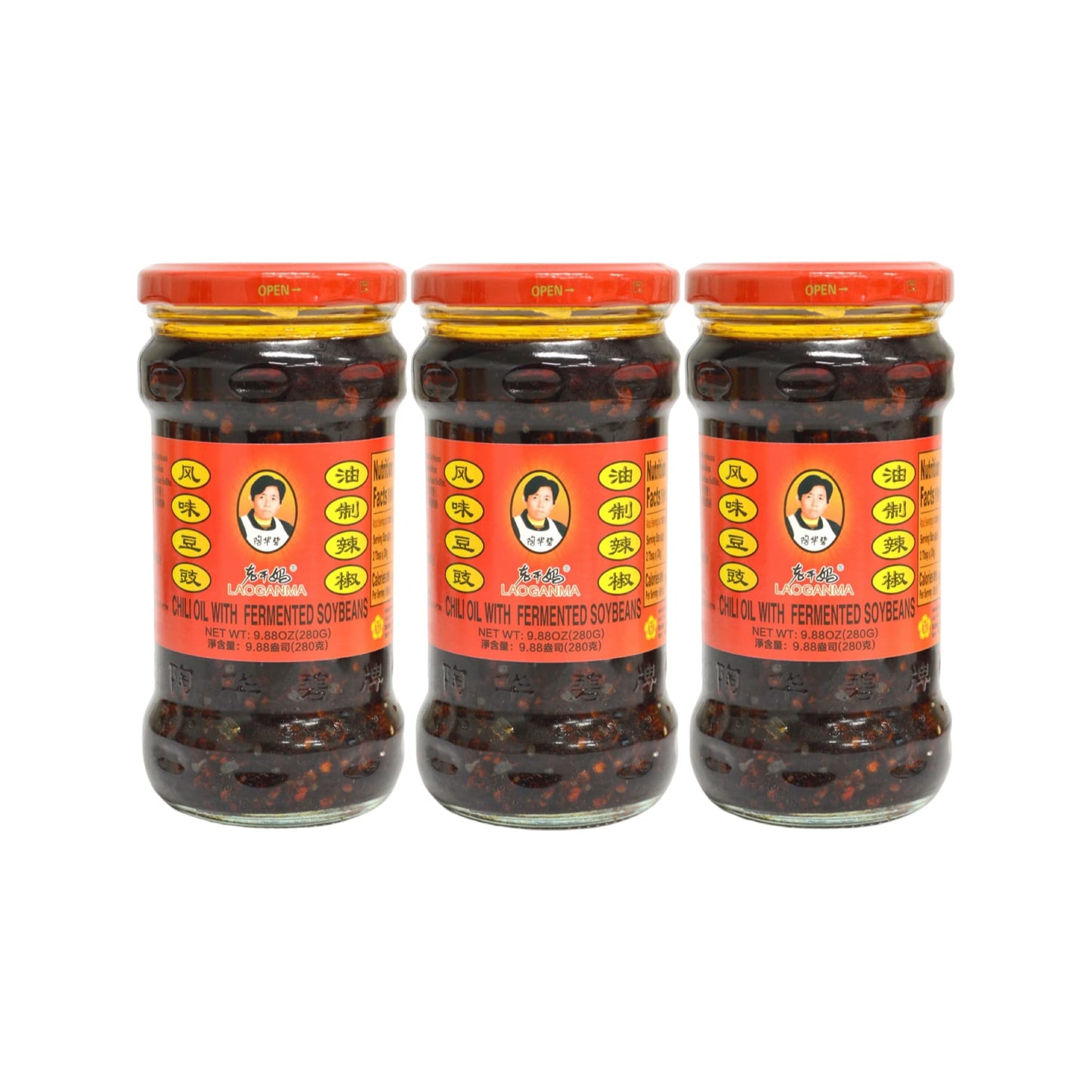 LaoGanMa Chili Oil With Fermented Soybeans ??????? 9.88 Oz. (Pack of 3)