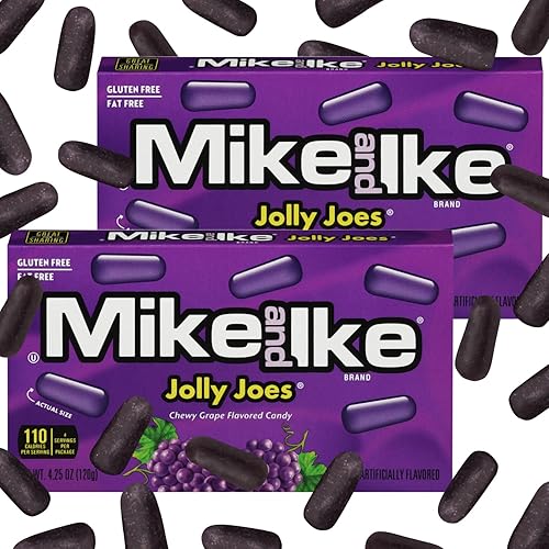 Mike and Ike Candy Jolly Joes Flavor, 2 Pack of Movie Theater Candy Boxes 4.25OZ Each, Ideal Mike and Ike for Your Favorite Films, Perfect Theater Box