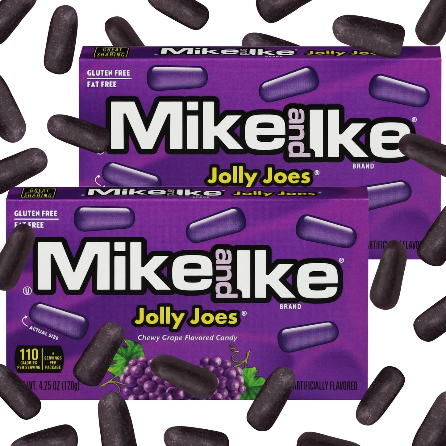 Mike and Ike Candy Jolly Joes Flavor, 2 Pack of Movie Theater Candy Boxes 4.25OZ Each, Ideal Mike and Ike for Your Favorite Films, Perfect Theater Box