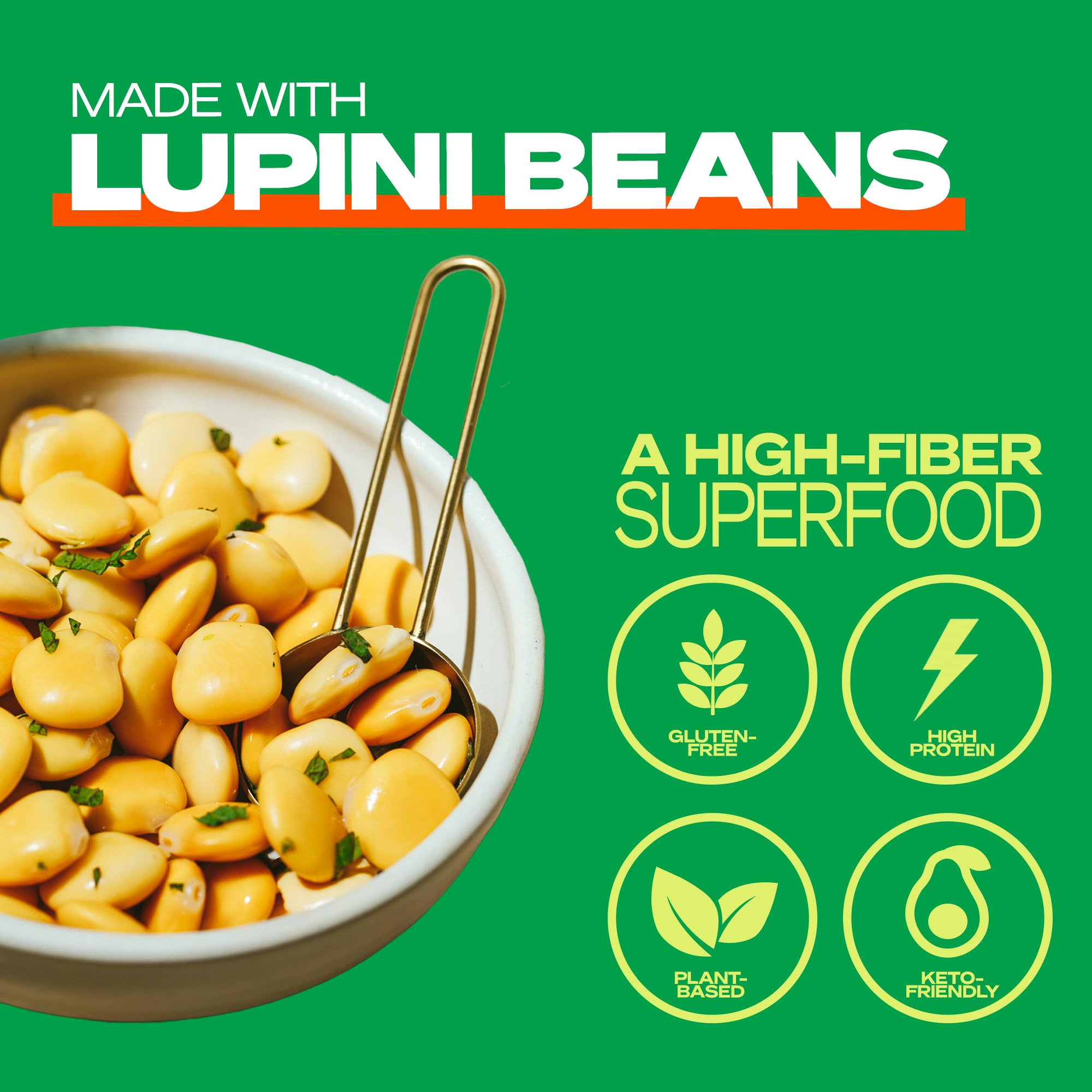 Kaizen Lupin Flour 2lbs - High Protein, Low Carb, Keto Friendly, Gluten Free Ground Lupini Flour - Non GMO, Vegan, Low Calorie, High Fiber Lupin Bean