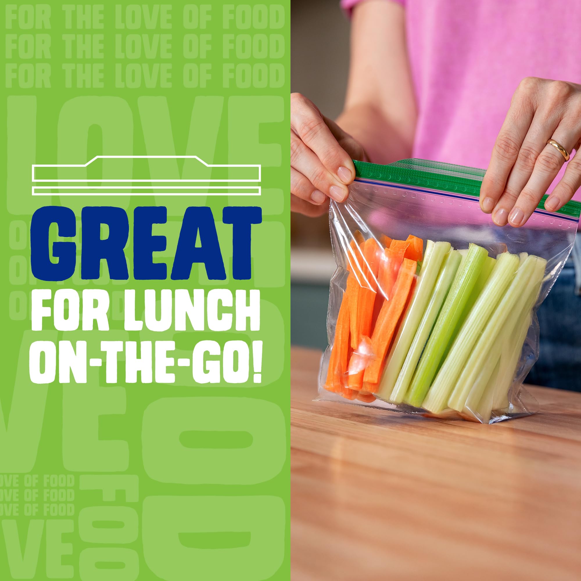 Ziploc Sandwich and Snack Bags with EasyGuide Texture, Plastic Storage Bags with Grip 'n Seal Technology, 105 Bags Total