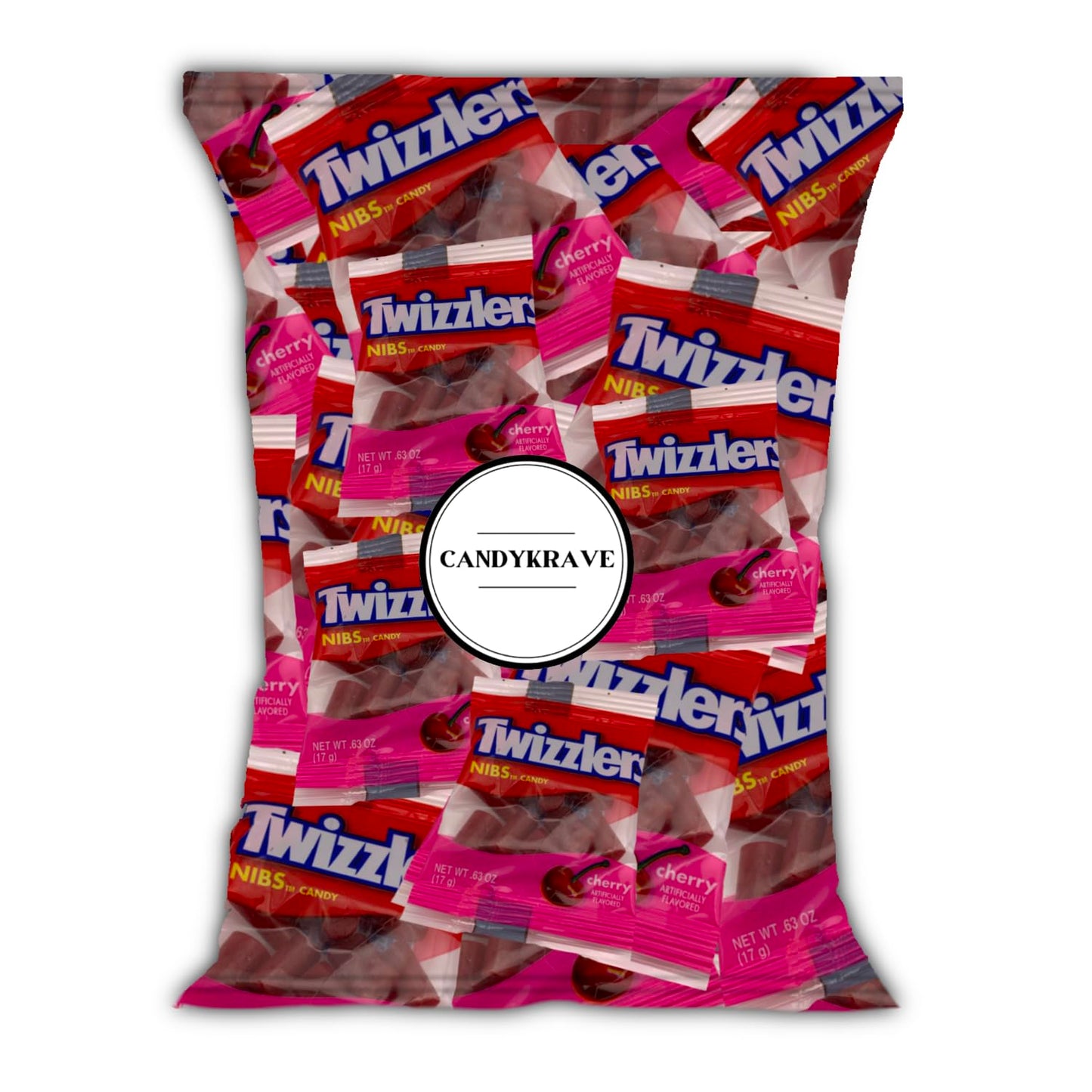 CandyKrave Twizzlers Cherry Flavored Nibs - 50 Pieces - Individually Wrapped Cherry Candy - Chewy & Delicious Candy for Birthdays, Easter, Christmas