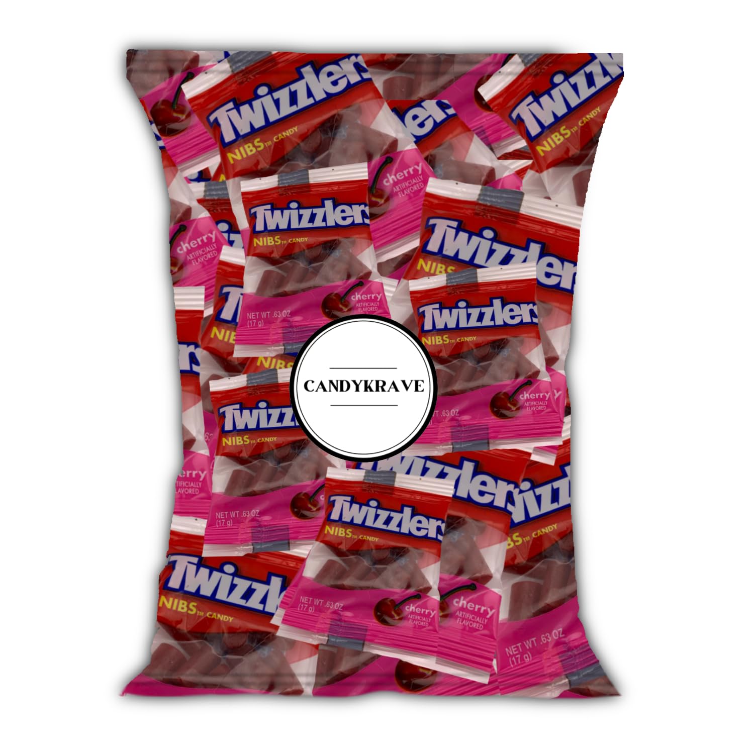 CandyKrave Twizzlers Cherry Flavored Nibs - 50 Pieces - Individually Wrapped Cherry Candy - Chewy & Delicious Candy for Birthdays, Easter, Christmas