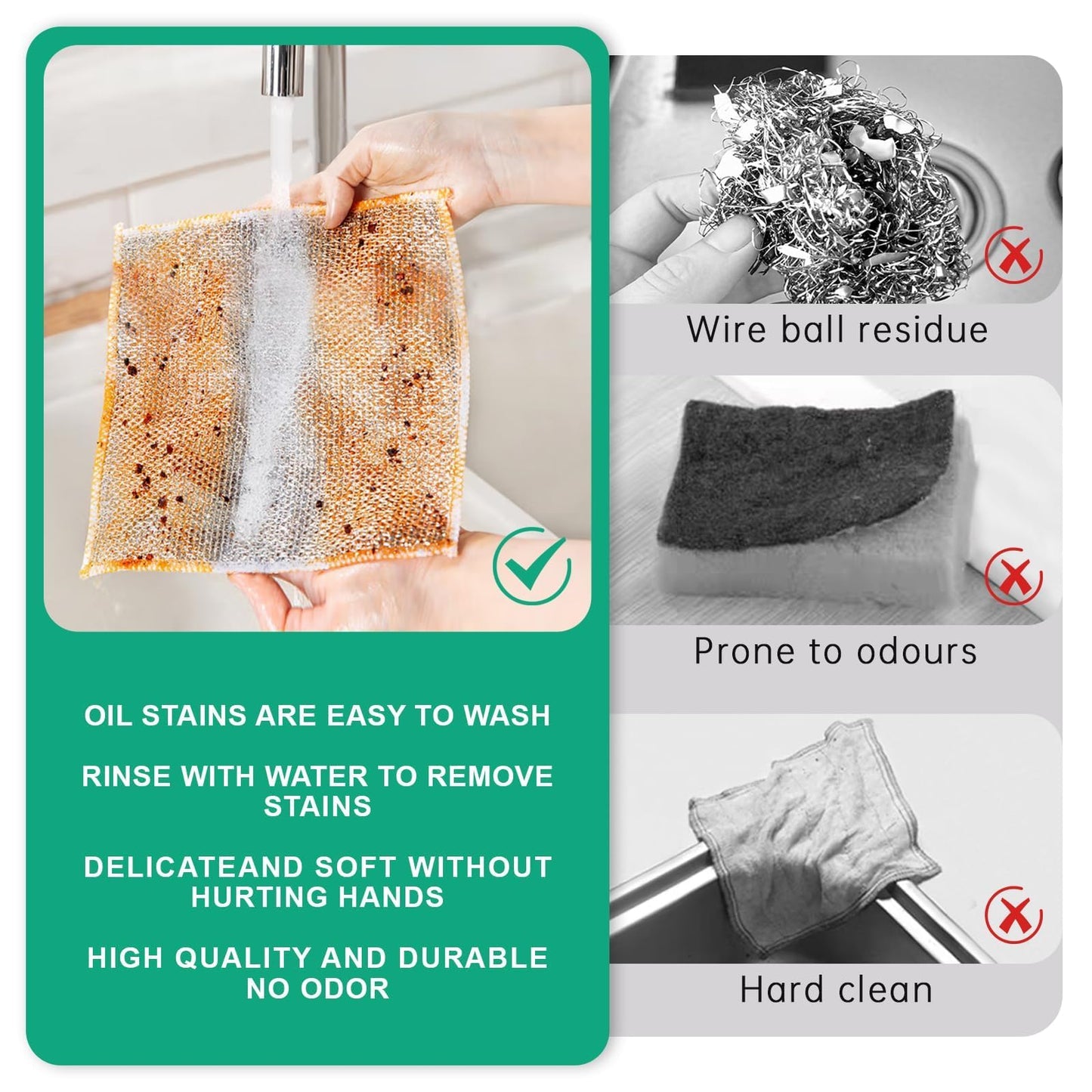 LYNROW 24 Pcs Reusable Dish Cloths, Multipurpose Non-Scratch Cleaning Cloths for Kitchen, Dishes, Sinks, and Stove Tops, Durable and Eco-Friendly