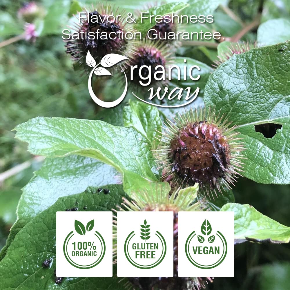 Organic Way Dried Burdock Root | Herbal Tea (Arctium lappa) Cut & Sifted - Organic & Kosher Certified | Raw, Vegan, Non GMO & Gluten Free | USDA